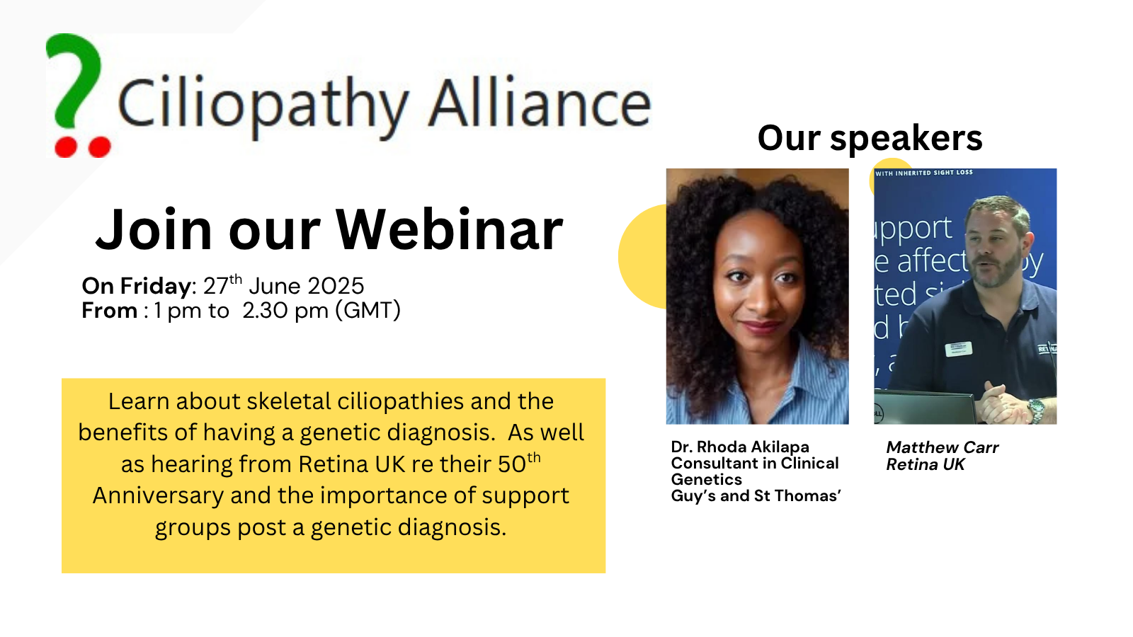 Webinar on Skeletal Ciliopathies, Genetic Diagnosis and Support Groups