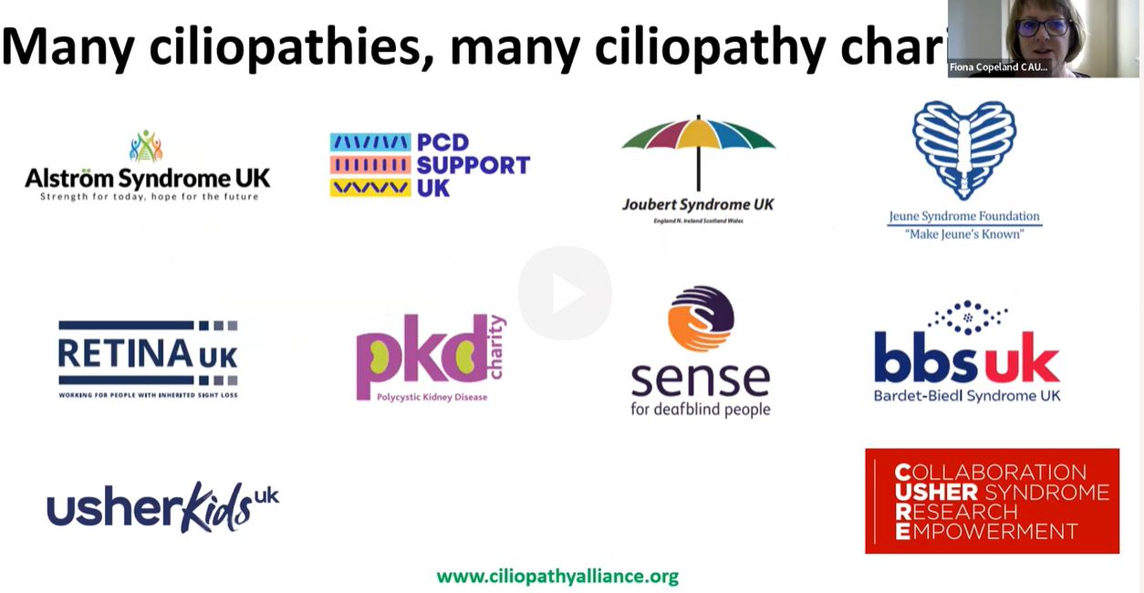 1st Webinar 11th November 2023 Logos for the ciliopathy groups in CAUK